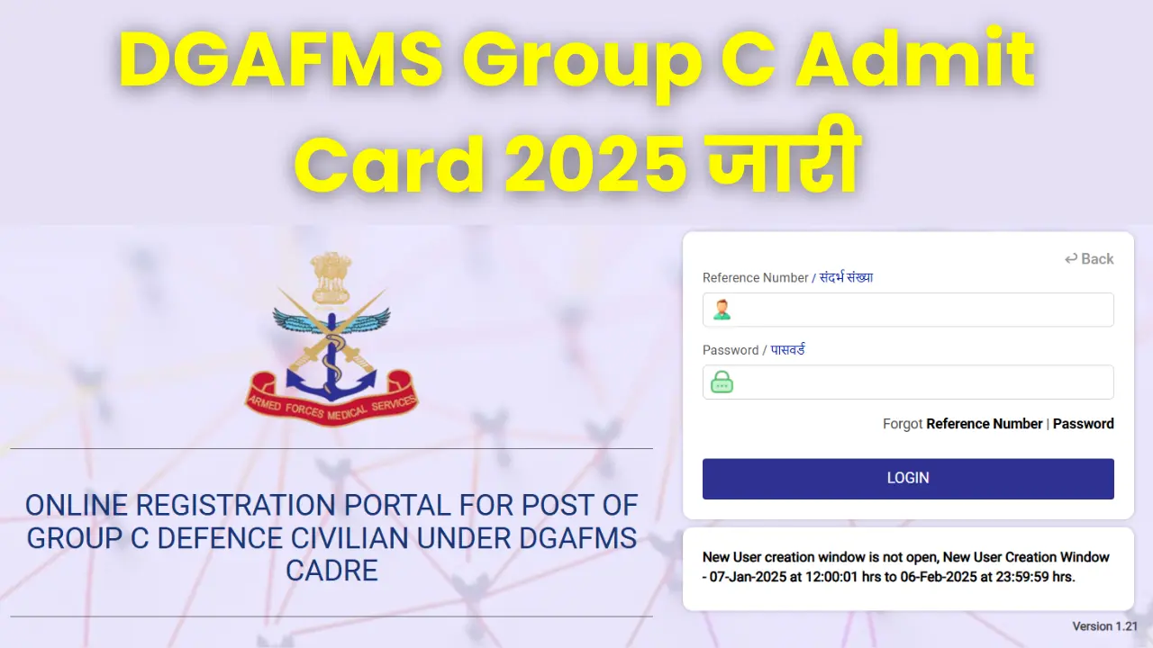 DGAFMS Group C Admit Card