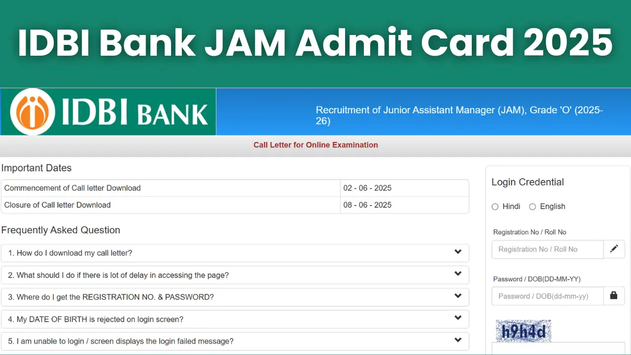 IDBI Bank JAM Admit Card 2025
