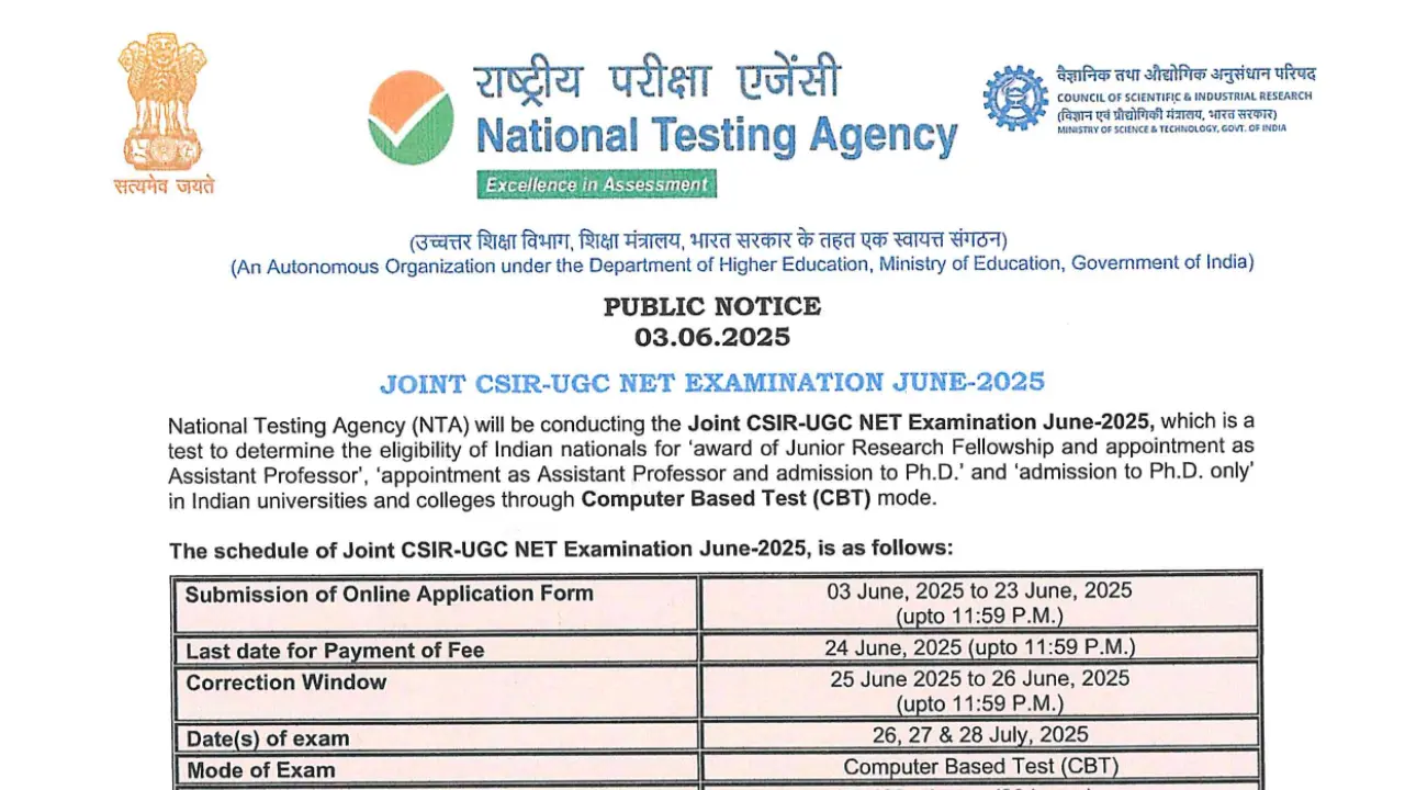 csir-ugc-net-june-2025-notification-out-regsitration-start
